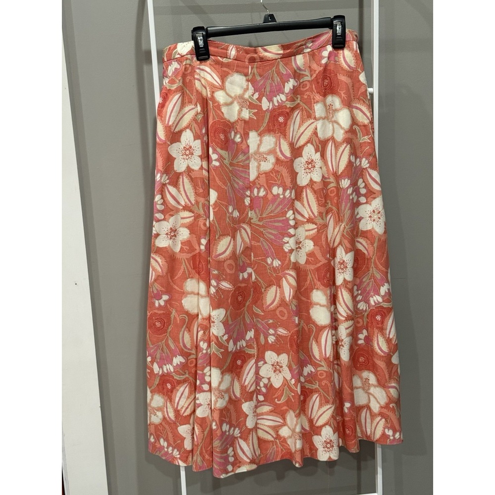 Koret Y2K Maxi Skirt Coral Floral Linen Blend Cottagecore Prairiecore Boho 14